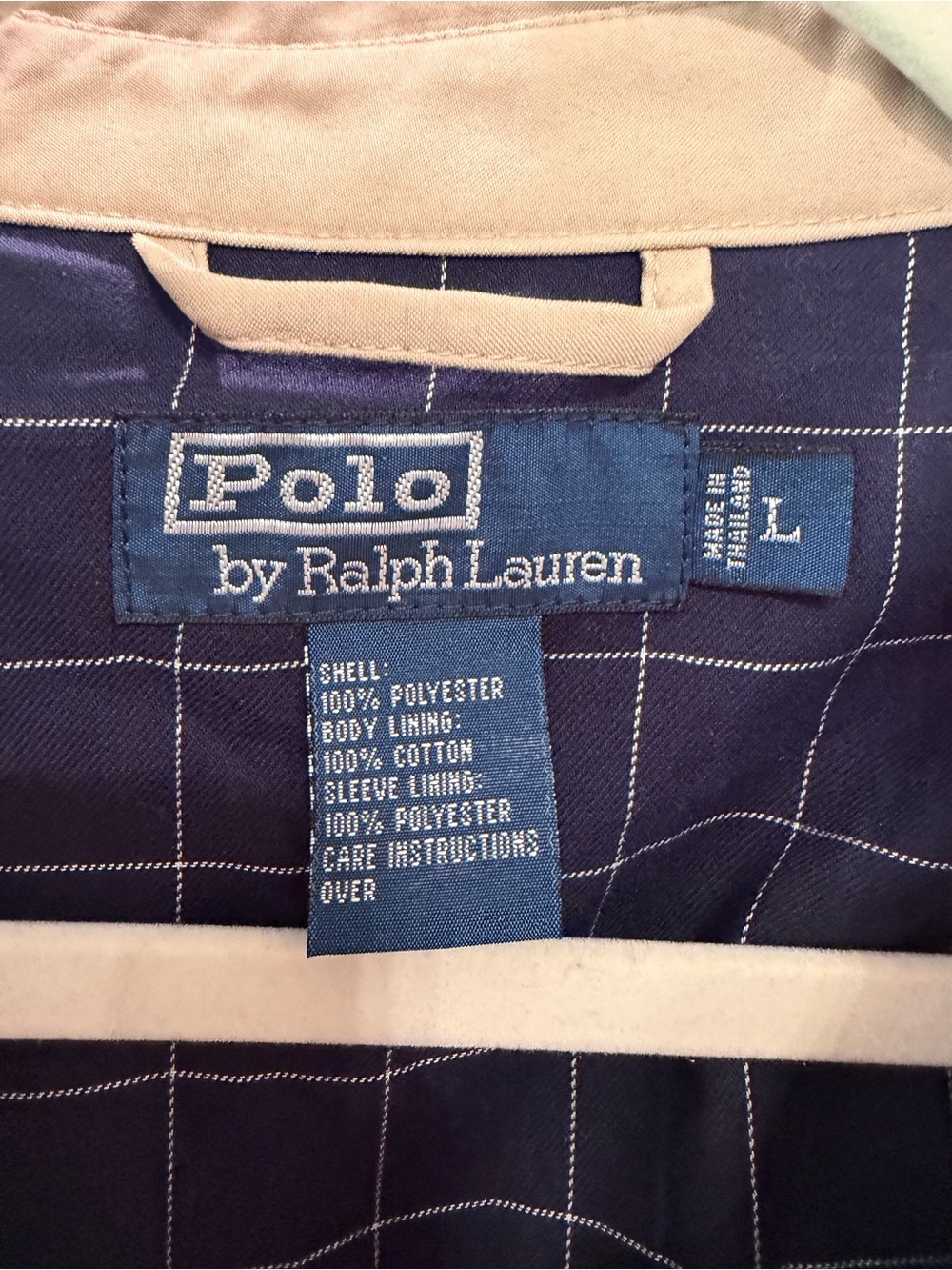 Vintage Polo Ralph Lauren Harrington Jacket Khaki Bi-Swing Windbreaker Large - Picture 6 of 7